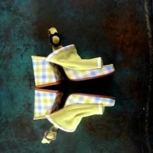 Fluevog AMAZEBALLS Platforms LIME GREEN GINGHAM 8.5